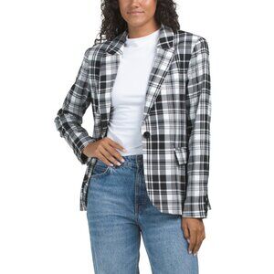 MARLED Black/Ivory Plaid Single Breasted Blazer